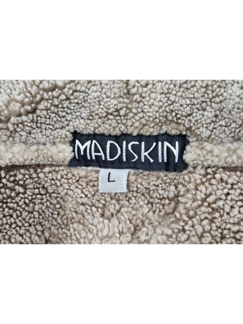 Vintage Suede Shearling Jacket Unisex L Black Sheepskin Coat MADISKIN - Picture 8 of 13